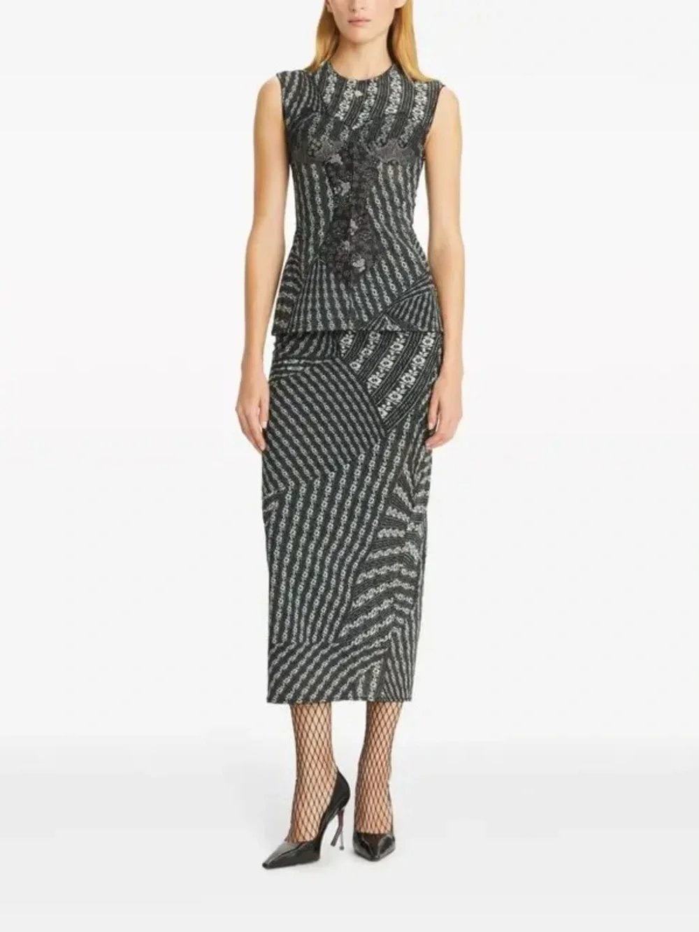 NWT $2330 Tory Burch Printed Mesh Skirt